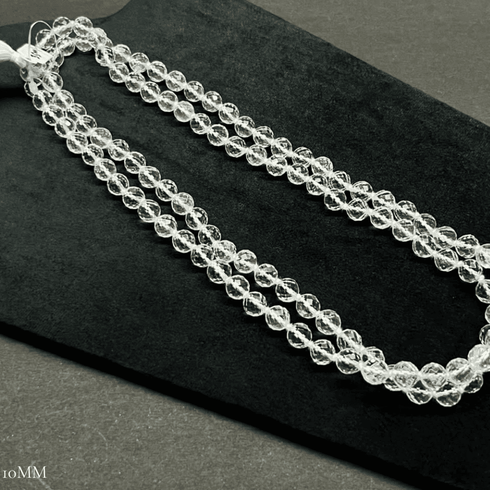 Diamond Cut Sphatik Mala (10mm Clear Quartz)