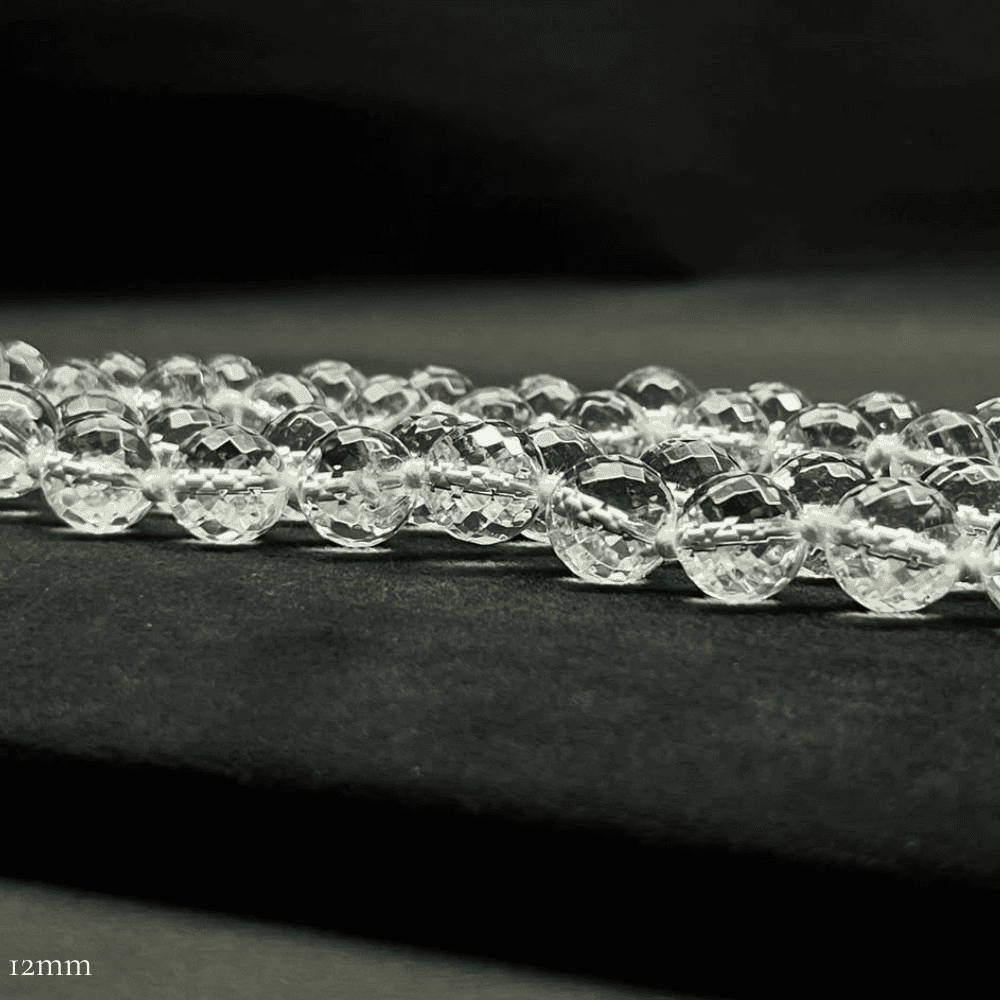 Diamond Cut Sphatik Mala (12mm Clear Quartz-54+1 Beads)