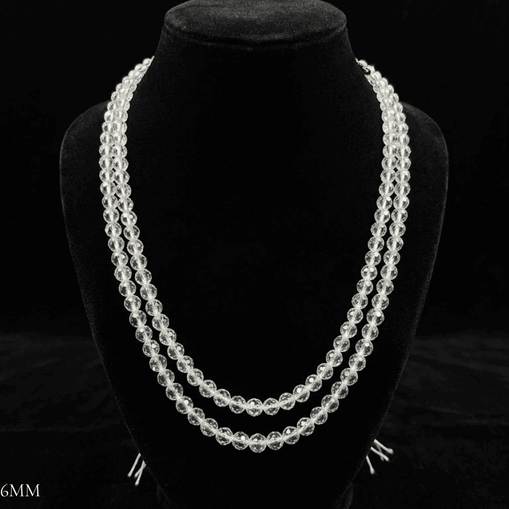 Diamond Cut Sphatik Mala (6mm Clear Quartz)