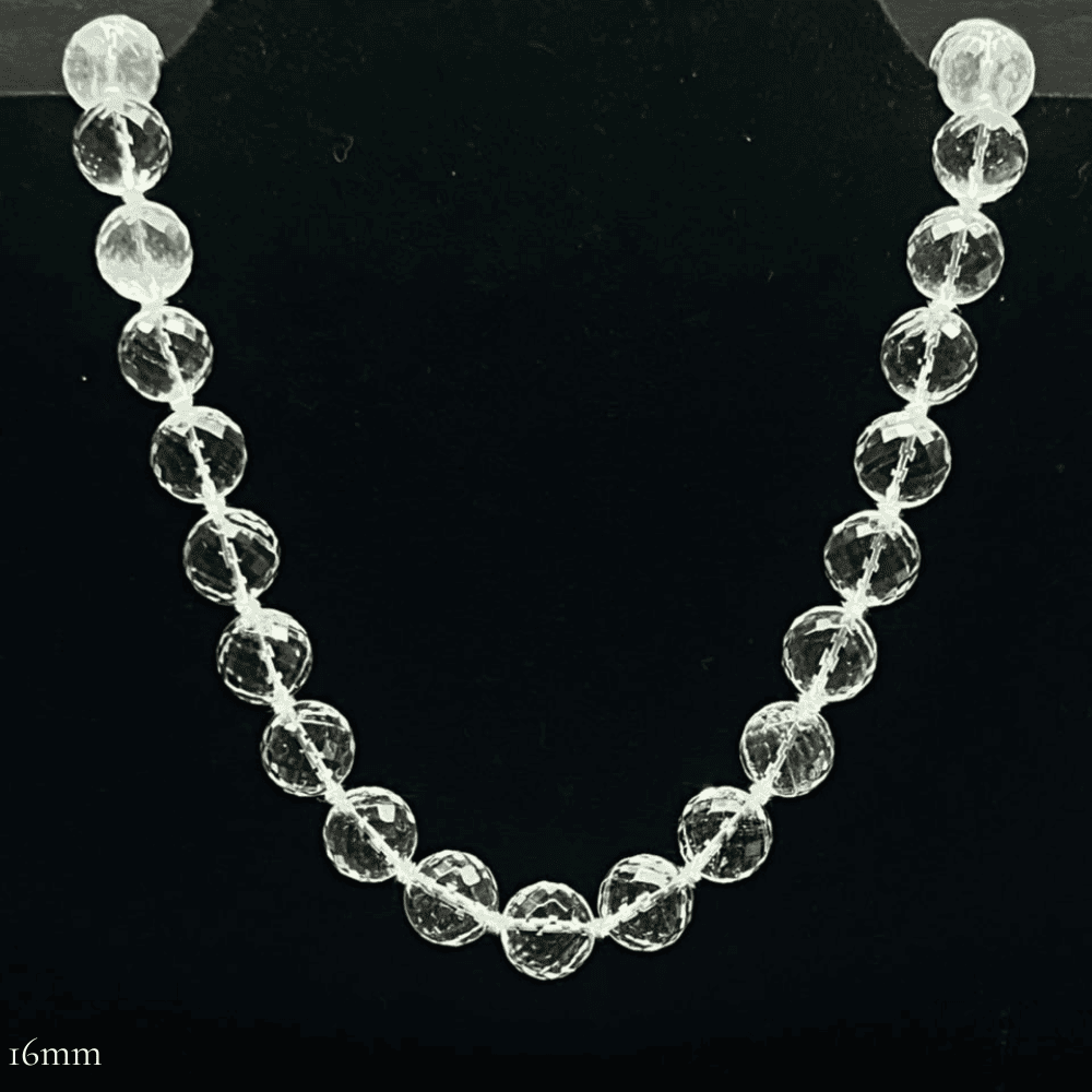 Diamond Cut Sphatik Mala (16mm Clear Quartz-54+1 Beads)