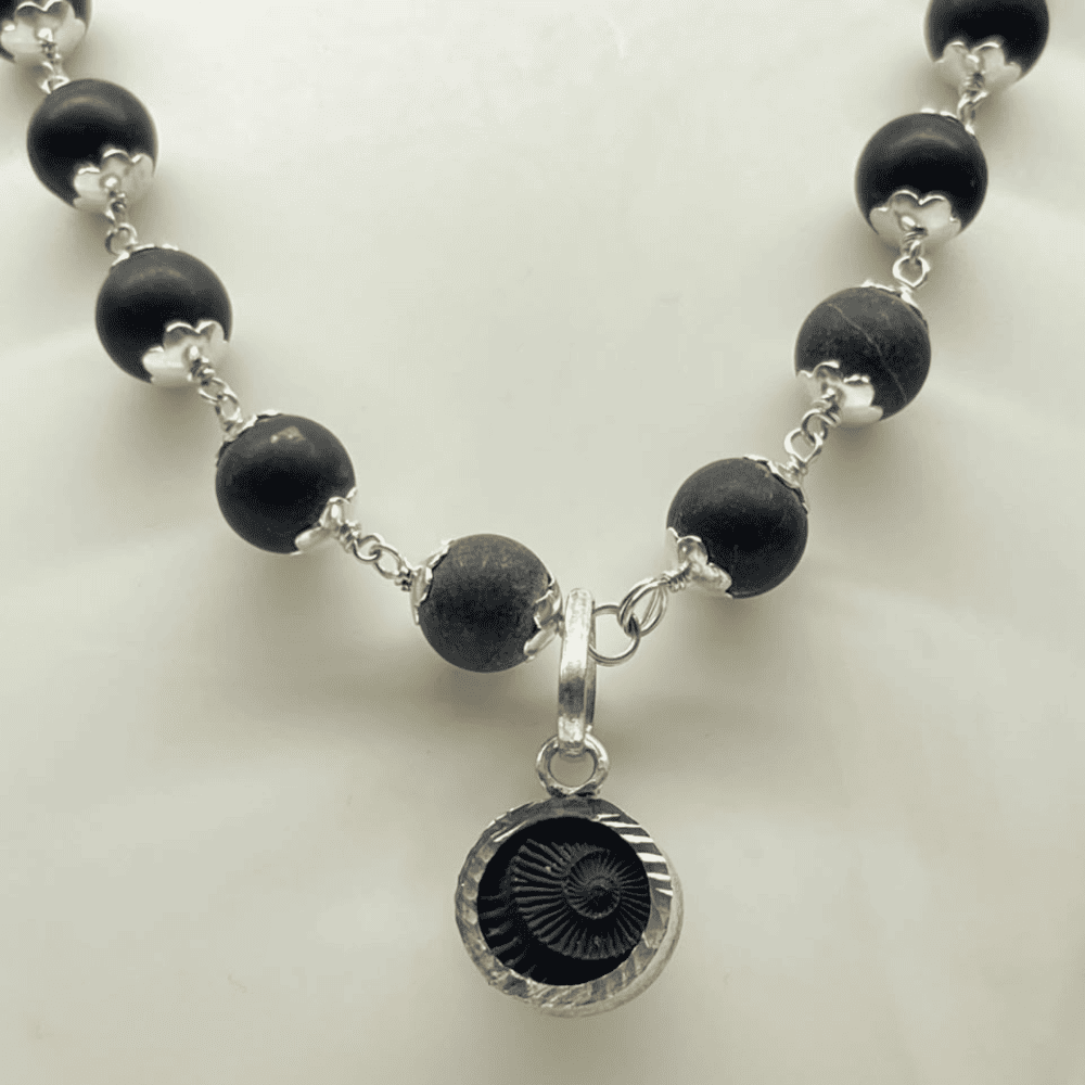 Sudarshan-Gopal Shaligram Mala in Silver (8mm-20+1)