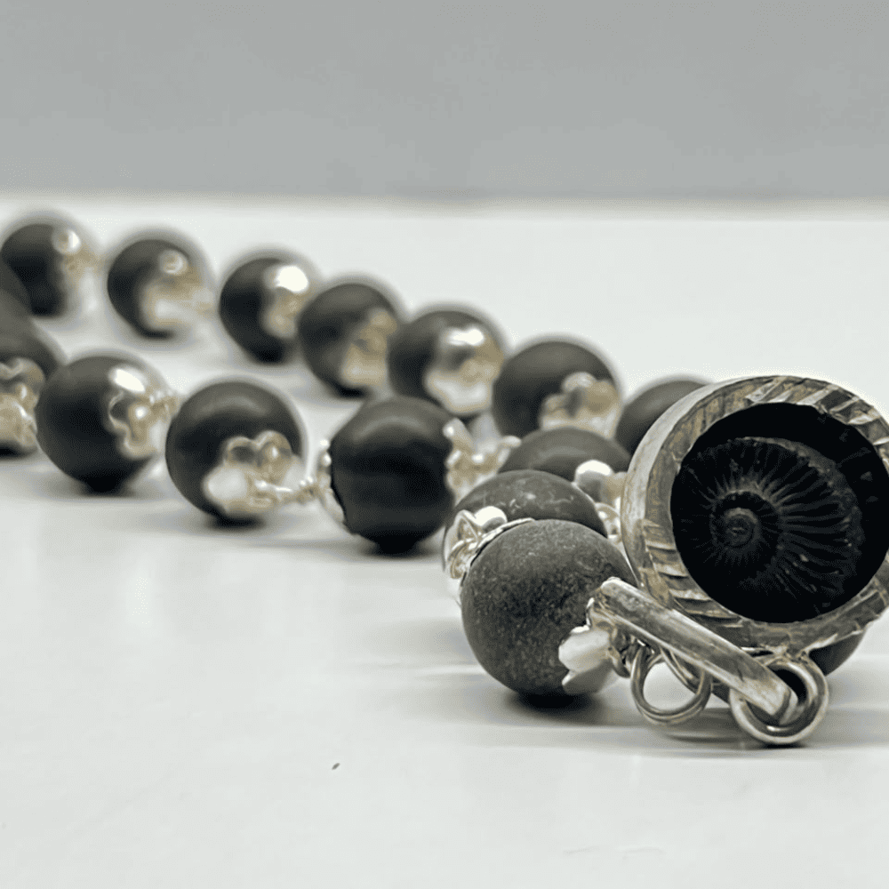 Sudarshan-Gopal Shaligram Mala in Silver (8mm-20+1)