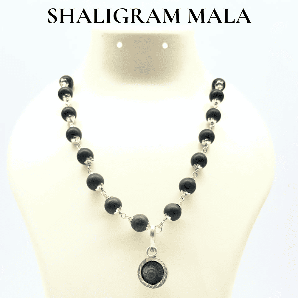 Sudarshan-Gopal Shaligram Mala in Silver (10mm-20+1)