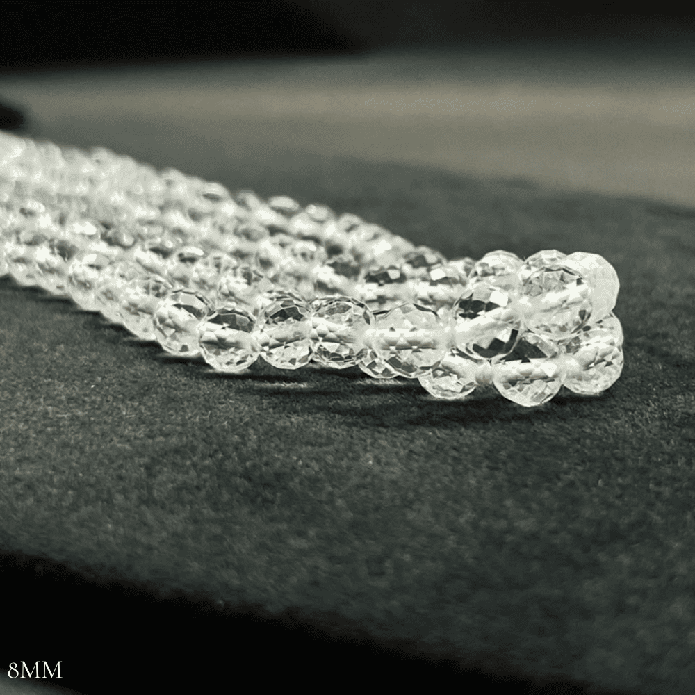 Diamond Cut Sphatik Mala (8mm Clear Quartz)