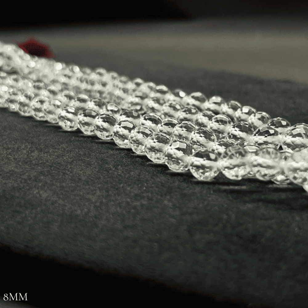 Diamond Cut Sphatik Mala (8mm Clear Quartz)