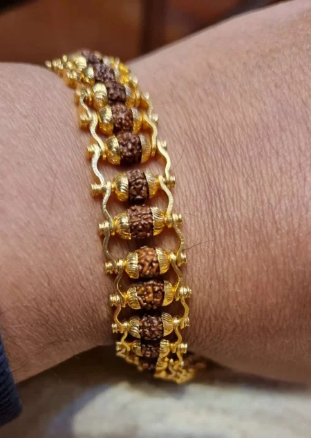 Gold Plated Stylish Adjustable Trishul Rudraksha OM Damroo Mahakal Shiva  Designer Oxidized Brown Leather Men's And Boys Bracelet