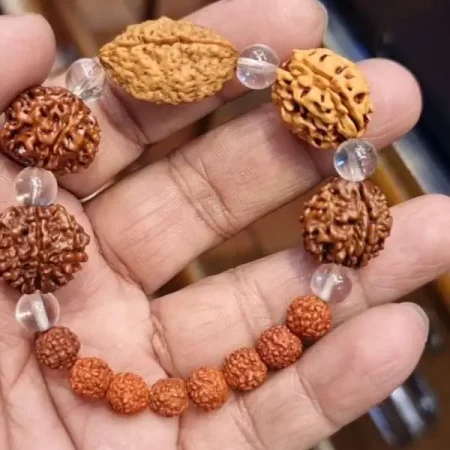 Shaligram Sudarshan shila bracelet in pure silver with Vaijanti beads –  Surplus Factory